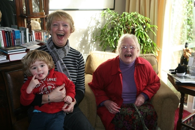 Pictured are Edith Bourke and Elizabeth Cox and grandchild at the Coffee Morning for Haiti in Drumcondra Rectory.