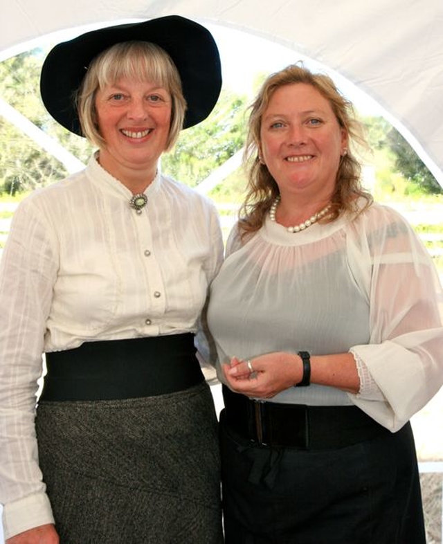 Liz Rountree and Audrey Dalton in the tea tent at Enniskerry Victorian Field Day. 
