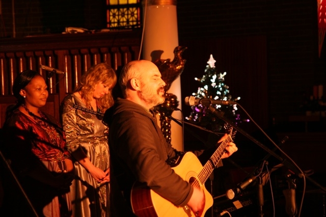 Colm Ó Snodaigh of Kíla, one of the guest stars at the Discovery Gospel Choir Christmas Concert in St George and St Thomas Church, Cathal Brugha Street, Dublin.