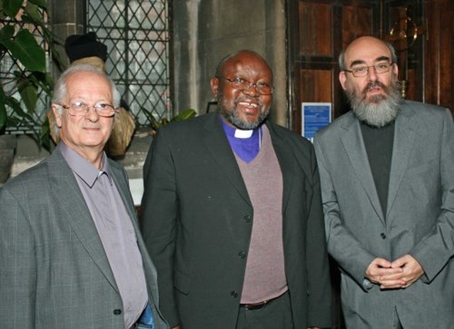 The Right Revd Chad Gandyia, Bishop of Harare with the Revd Dr John Bartlett (left) and Canon Patrick Comerford (right) in Christ Church Cathedral, Dublin