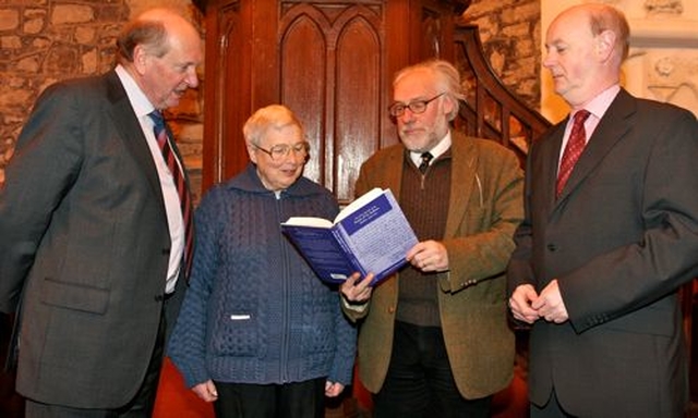 Chairman of the RCB Library, Michael Webb; editor of The Vestry Records of the Parish of St Audoen, Dublin, 1636–1702, Maighréad Ní Mhurchadha; Professor Raymond Gillespie of the Department of History at NUI Maynooth, who launched the book; and Dr Raymond Refaussé, librarian and archivist with the RCB Library in St Audoen’s Church, Cornmarket, for the launch of the book. 