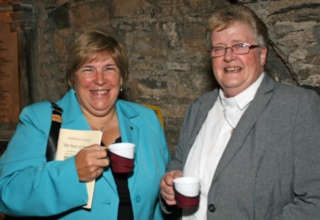 Judy Wilkinson and Revd Mary Hunter at the launch of the ‘best of books’ exhibition at Christ Church Cathedral.