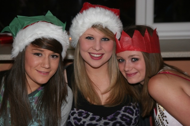 Pictured are Katie Love, Casey Sterling and Bethany Austin at the Church of Ireland College of Education Christmas Party.