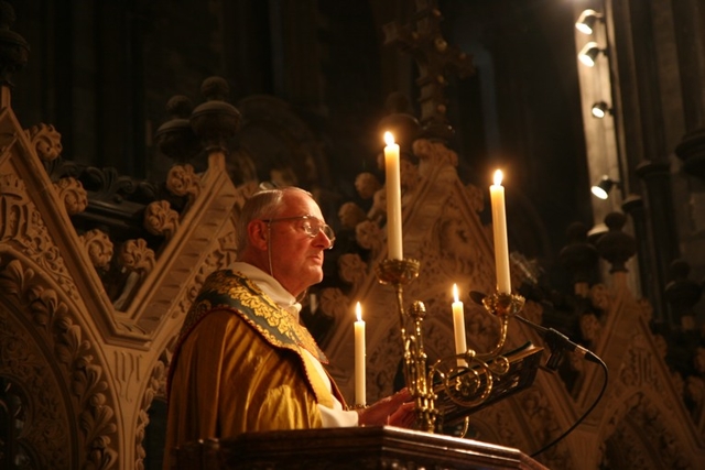 The Revd Canon Hugh Wybrew, former Vicar of St Mary Magdalen's, Oxford preaching in Christ Church Cathedral at the Eucharist marking the 175th Anniversary of the Foundation of the Oxford Movement.