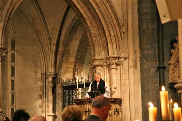 The Archbishop of Dublin, the Most Revd Dr Michael Jackson, delivers his sermon in Christ Church Cathedral at the service of solidarity for Irish people as they go through the recession. 