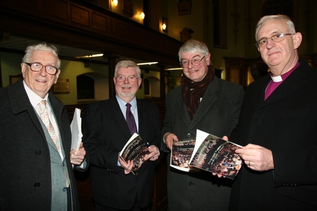 Pictured at the launch of Counting the People of God in St Ann's Church, Dublin are former Taoiseach, Dr Garret Fitzgerald, Author, Malcolm McCourt, Minister, Dr Martin Mansergh TD and the Archbishop of Dublin, the Most Revd Dr John Neill.