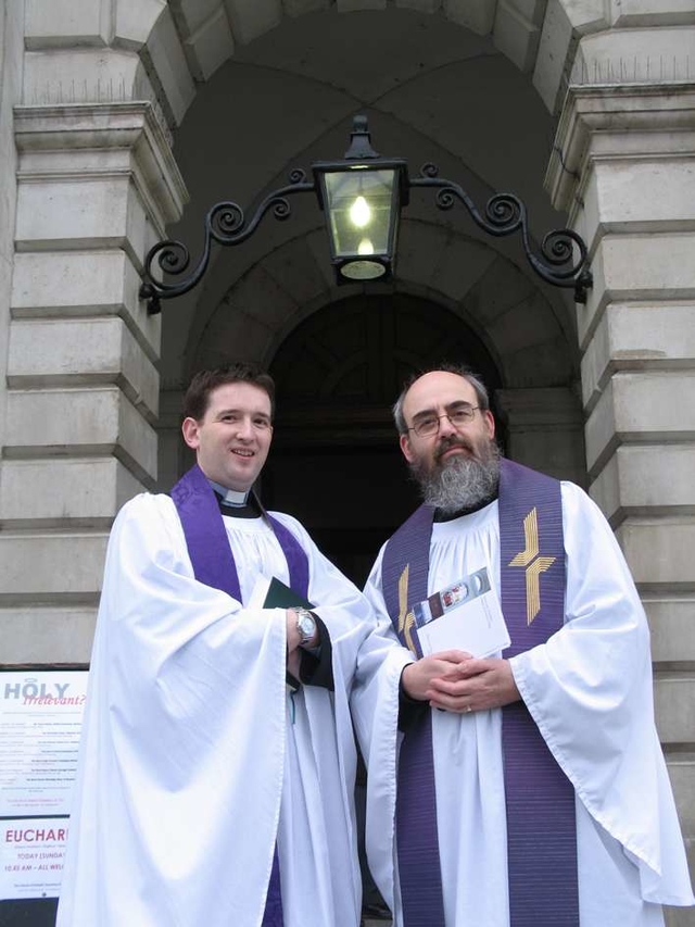 The Revd Darren McCallig, Chaplain to Trinity College Dublin with the Revd Canon Patrick Comerford. Canon Comerford was speaking as part of this term’s ‘Holy Irrelevant’ lecture series held during Sunday Holy Communion services.
