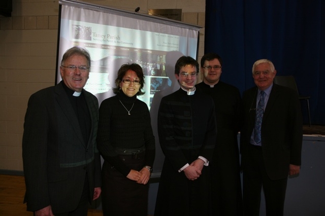 Pictured at the launch of a new website for Taney parish are (left to right) the Revd Canon Des Sinnamon, Rector, Alanna Carter, Hon Treasurer of the Select Vestry, the Revd Niall Sloane, the Revd Stephen Farrell (Curates) and Dudley Dolan, Hon Sec of Select Vestry. The new website is visible at http://www.taneyparish.ie