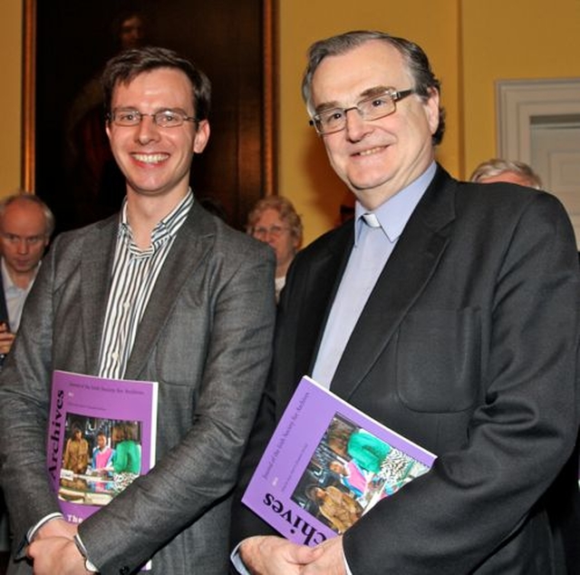 Robbie Roulston and Canon Ian Ellis at the launch of the 2014 edition of Irish Archives. 