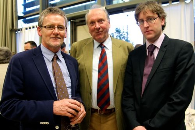 Musical director at St Paul’s, Glenageary, Derek Verso; Michael Webb; and visiting organist, David Connolly following the Service of Thanksgiving for the Restoration of St Paul’s Church on April 21.