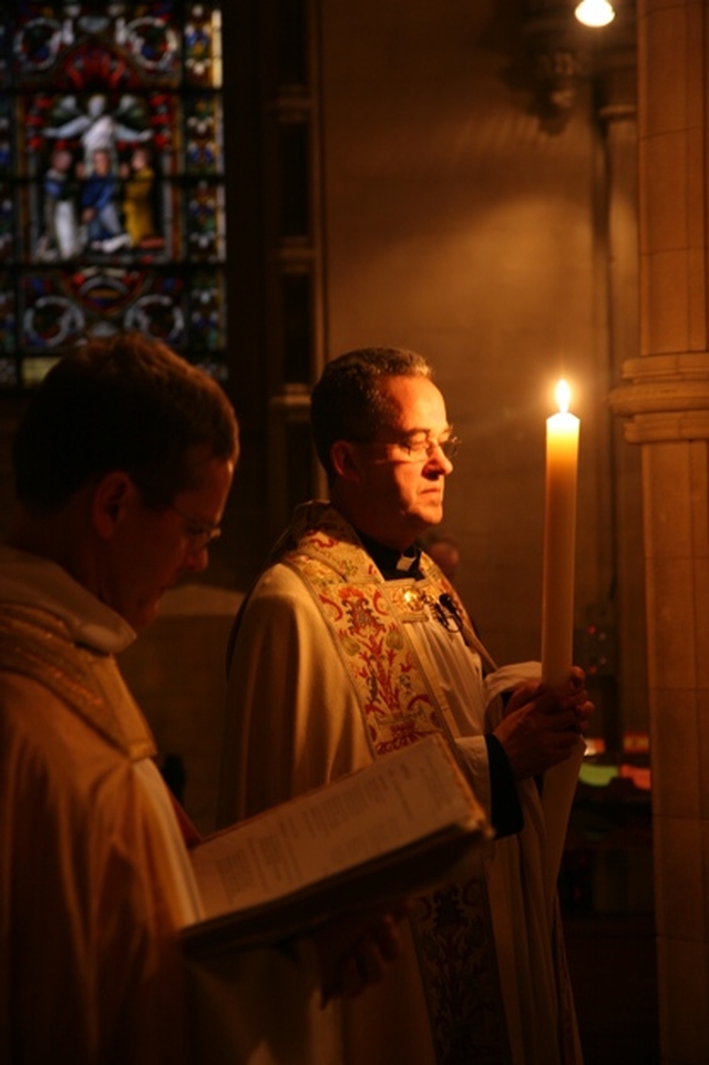 The Dean of Christ Church Cathedral, the Very Revd Dermot Dunne at the Candlemass Procession in the Cathedral. Also pictured (foreground) is the Revd Canon Mark Gardner, Canon Pastor of the Cathedral.