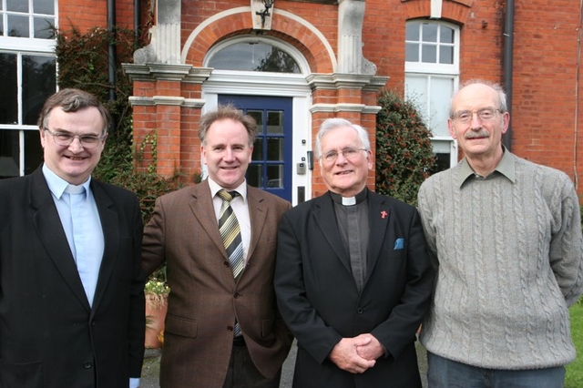 Pictured are some of the speakers and organisers of the Affirming Catholicism conference in the Church of Ireland Theological Institute, (from left to right) the Revd Canon Ian Ellis (Dromore Diocese), Patsy McGarry of the Irish Times, the Revd Ray Rennix (Down Diocese) and Charles Jury.