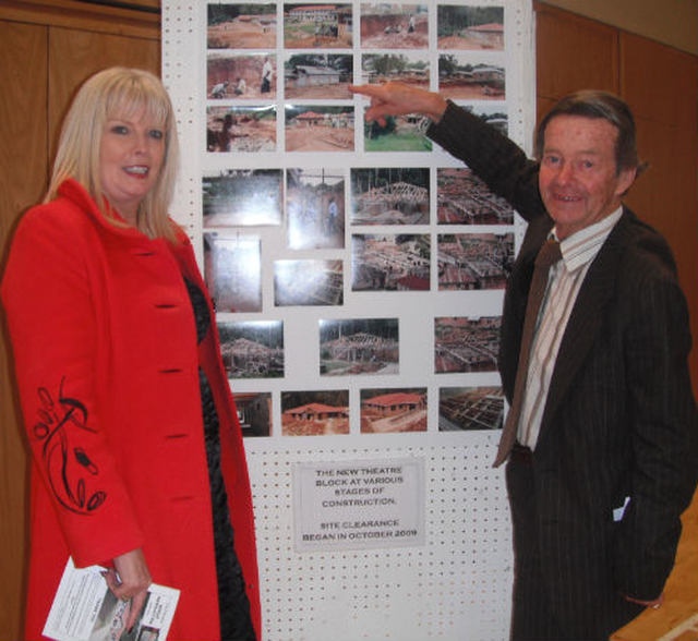 Local TD, Mary Mitchell–O’Connor admires the work done at Kisiizi Hospital with David Barrett, who supervised the construction. Parishioners and friends of St Paul’s Church in Gleneageary raised €200,000 for the completion of a new theatre building at Kisiizi Hospital in Uganda and the training of an additional surgeon