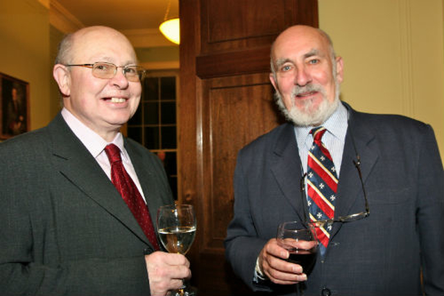Board members of Christ Church Cathedral, David Wynne and Terrence Read, attending a reception to mark the opening of the ‘Christ Church Restored’ exhibition in the Irish Architectural Archive on Merrion Square. 