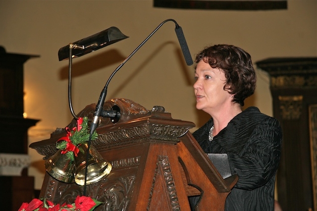 Ann Charlton, Chaplain at the Rotunda Hospital, pictured reading the Fourth Lesson at the Civic Carol Service in St Ann's Church, Dawson Street. 