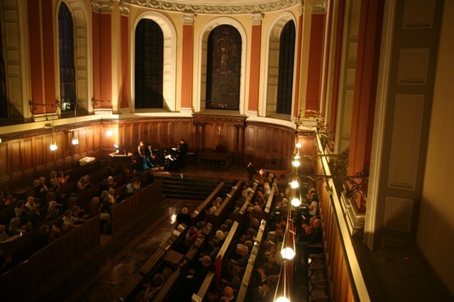 Pictured is the scene in Trinity College Dublin Chapel for the Opera Theatre Company's Concert in aid of the Dublin Simon Community.