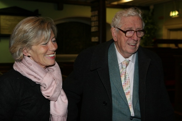 Olivia Mitchell TD with former Taoiseach Dr Garret Fitzgerald at the launch of Counting the People of God by Malcolm McCourt.