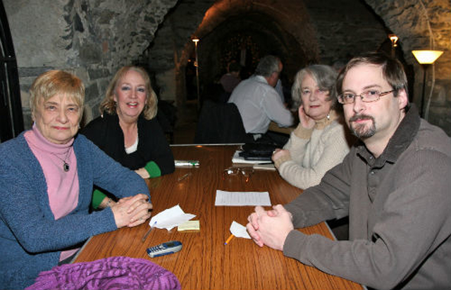 Valerie Jones, Glynas Allison, Hilary McCrae and Claire Hudson get ready to pit their wits against the other teams in the Crypt table quiz in Christ Church Cathedral. 