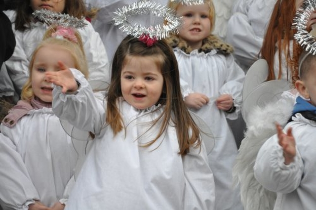 Angelic child launching the Irish Farmers’ Association Live Animal Crib at the Mansion House.