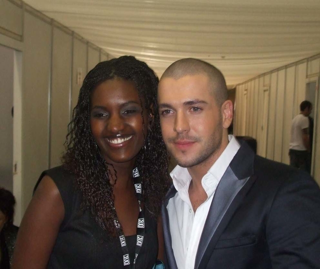 Shayne Ward with Justine Nantale from the Discovery Gospel Choir at the Meteor Music Awards.