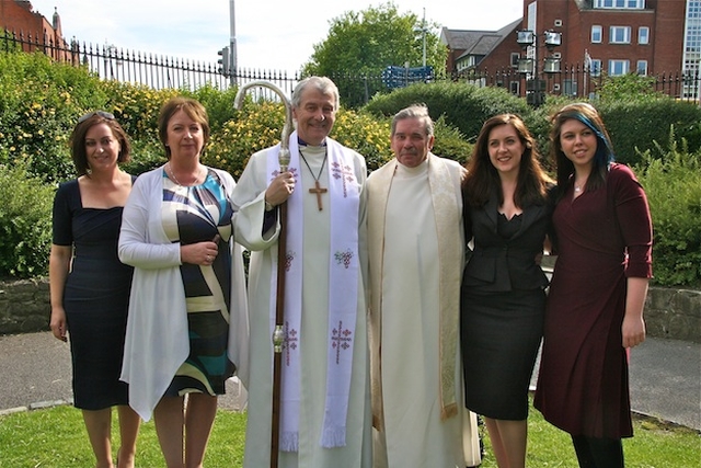 The Revd Terry Lilburn (Kilternan), pictured with the Most Revd Dr Michael Jackson, Archbishop of Dublin and Bishop of Glendalough, and family members following his ordination as a priest in Christ Church Cathedral, Dublin.
