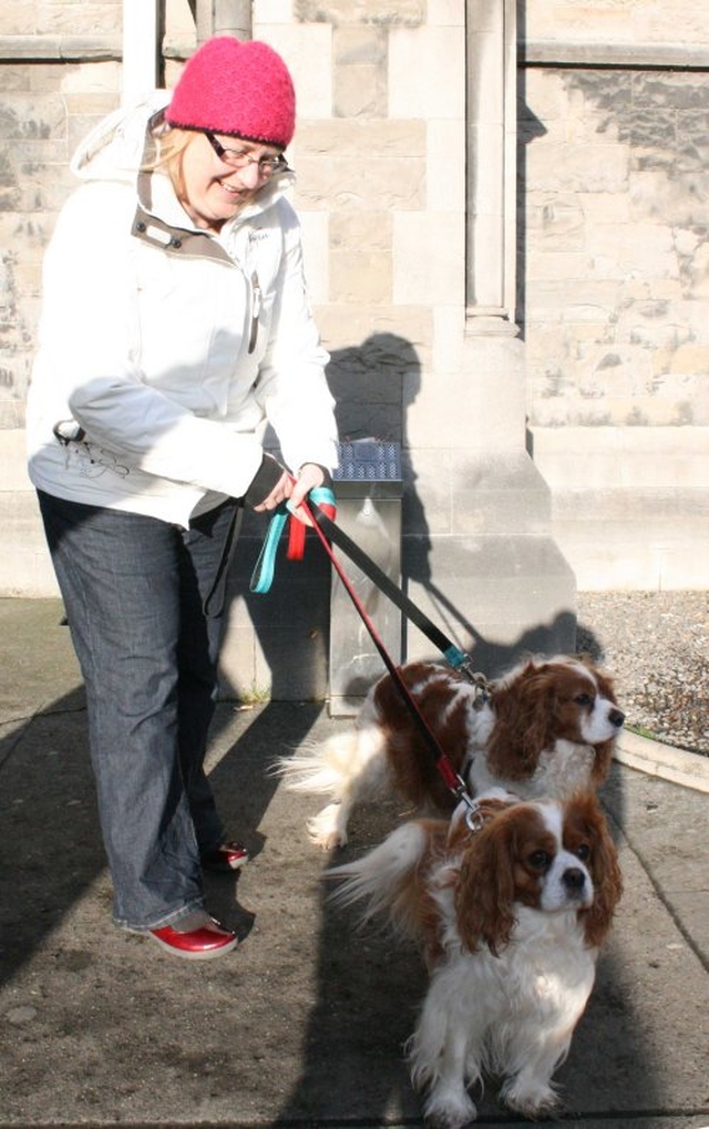 Amanda Dunne with Elliott and Millie at the Christ Church Cathedral Charity Carol Service in aid of Peata – Providing a Pet Therapy Service to caring institutions in Dublin,
