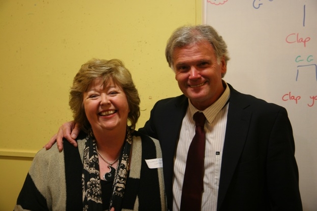 Eleanor Peatrie and Dr Tony Bates of Headstrong Ireland at a Ministry of Healing Seminar on Suicide and young people in the Church of Ireland College of Education.