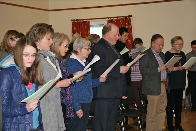 Attendees pictured singing at the first session of the Living Worship Course in Mageough House, Rathmines.