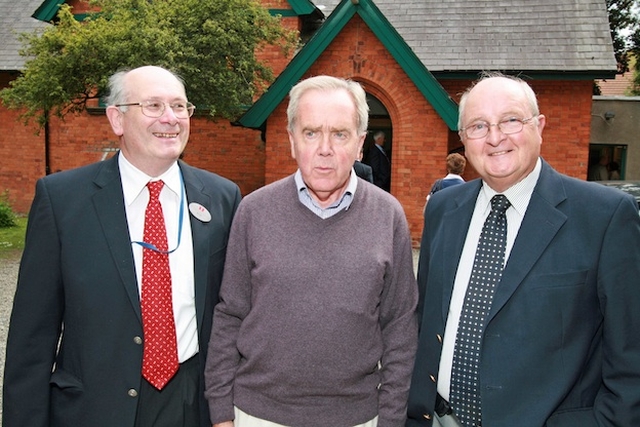 Brian Scott, Aiden Hilliard and Edmund Combe at the Service to mark 450 years of Mail Transport on the Irish Sea at St Philip's Church in Milltown. Photo: David Wynne.