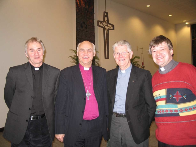 Pictured at an ecumenical gathering in St Joseph’s Carmelite Monastery in Malahide, Co Dublin are (left to right) Fr Gerry Tarham, RC Parish Priest of Malahide, the Bishop of Kilmore, Elphin and Ardagh, the Rt Revd Ken Clarke, Fr Miceál Comer, RC Parish Priest of Portmarnock and the Revd Dr Norman Gamble, Rector of Malahide.