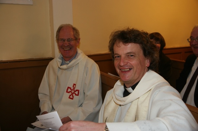 At the ordination of the Revd Ruth Elmes to the Priesthood in St Brigid's Church, Stillorgan are (left) the Revd Canon David Moynan, Rector of Kilternan and the Revd Gary Dowd, Rector of Glenageary.