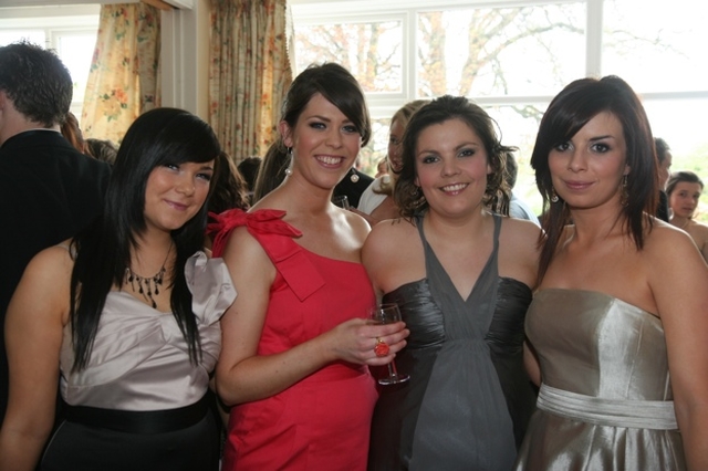 At the graduation ball at the Church of Ireland College of Education are Lisa Russell (Donegal), Emma Walkin (Cork), Susan Helen (Cork) and Fiona Sweeney (Dublin).