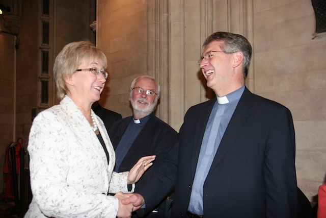 Minister Mary Hanafin is pictured with Canon Fred Appelbe at the Rediscover Christ Church Book Launch.