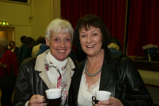 Helen Gorman (left) and Denise Pierpoint at the reception following the Dublin and Glendalough Mothers’ Union Diocesan Service in Zion Parish, Rathgar. 