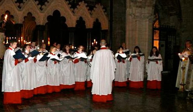 The Choir of Christ Church Cathedral during the Advent Candlelit Carol Service on Advent Sunday. 