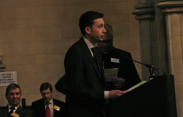 Eimhin Walsh, Dublin, speaking at the Special Meeting of the General Synod of the Church of Ireland, Christ Church Cathedral.