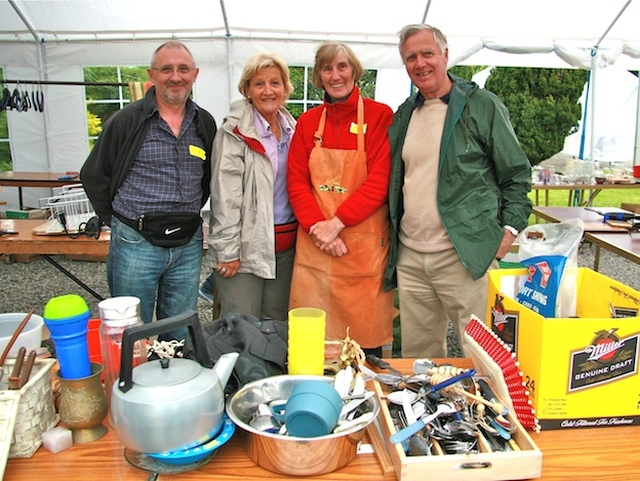 David Brown, Valerie Keddie, Daphne Henly and Christopher Keddie helping out at the Parish Fête at St Mary's Church, Howth.
