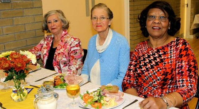 Patricia Dewar, Ena Crowther and Brenda Anderson enjoy the parish’s celebration lunch in the newly refurbished hall at St Ann’s Church, Dawson Street. The hall was dedicated by Archbishop Michael Jackson on Sunday September 22. 