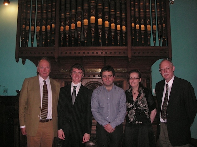 Pictured at the C V Stanford Concert in St Stephen's Church were Michael Webb, Chairman of the Irish Stanford Society; Sean Boylan and Darren Magee, organ scholars; Adel Commins and John Covell, Chairman of the Stanford Society. Photo: Melissa Webb
