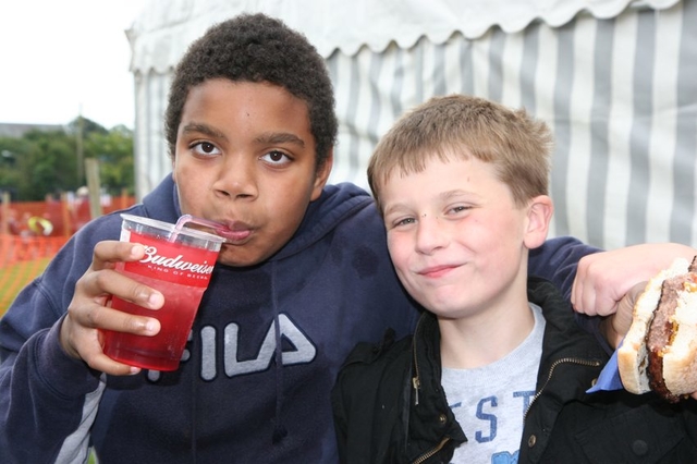 Enjoying a Burger and a Drink at a parish Fete in Co Dublin.