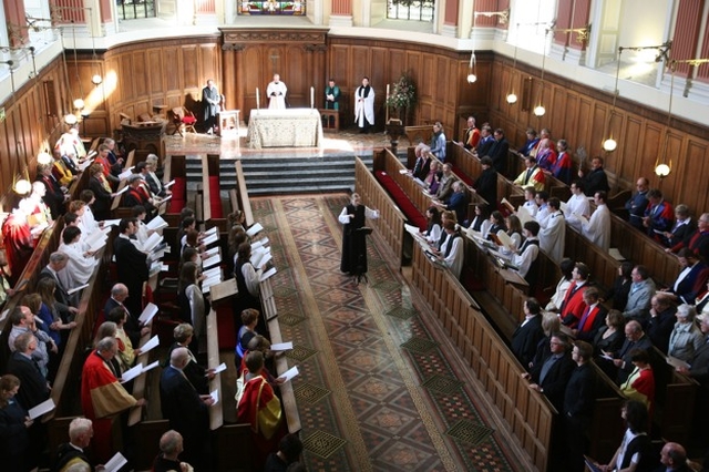 The Choir of Trinity College Dublin under the direction of Róisin Rowley-Brooke at the Trinity Monday Service of Commemoration and Thanksgiving in the College Chapel.