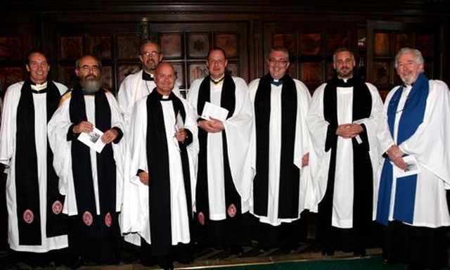 Revd Roy Byrne with fellow clergy prior to his installation as Twelfth Canon of Christ Church Cathedral. 