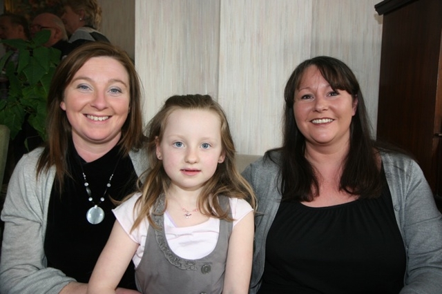 Pictured is Lisa Breach, daughter in law of Tess Breach and her daughter and Audrey Bride at the retirement party of Tess Breach in St Mary's Home, Pembroke Park.