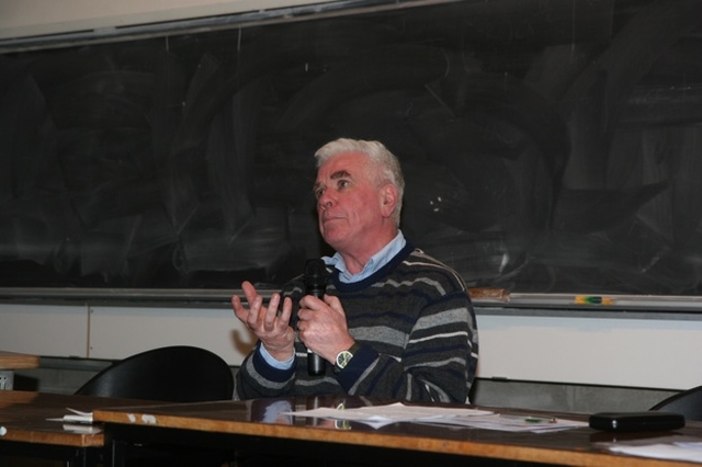 Homelessness Campaigner Fr Peter McVerry at Where to Now? A seminar on Ethics in Trinity College Dublin organised by the Church of Ireland Chaplaincy in the University.
