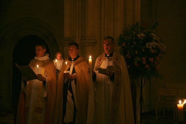 Pictured are the clergy present at the Candlemass Procession in Christ Church Cathedral (left to right), the Revd Canon Mark Gardner, Canon Pastor of the Cathedral, the Revd Canon Peter Campion, Precentor and the Very Revd Dermot Dunne, Dean.