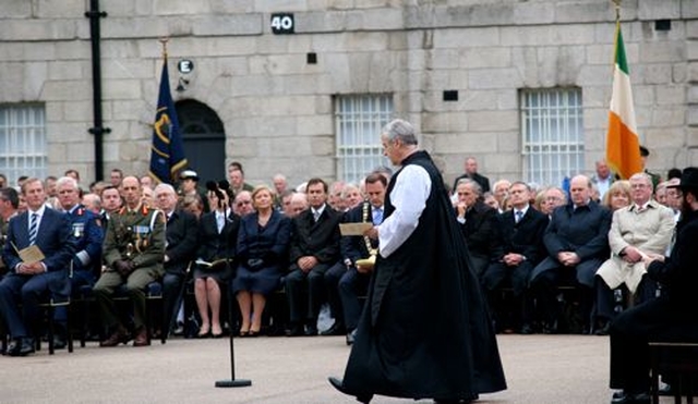 Archbishop Michael Jackson leads the Christian Prayer at the National Day of Commemoration Ceremony in Collins Barracks. 