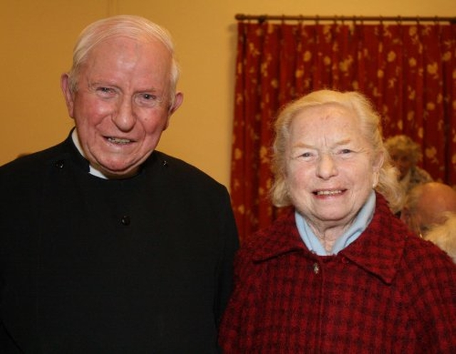 The Revd Bill Heney (Chaplain) and Mrs Joan Heney at the reception following the Mageough Chapel Carol Service