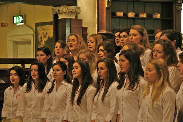 Members of Alexandra College Choir performing at the 62nd Annual Ecumenical Thanksgiving Service for the Gift of Sport in St Ann's Church on Dawson St, Dublin. The choir was led by Evelyn Mearns.