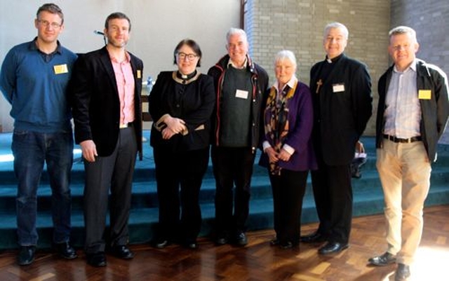 The organisers of the Diocesan Faith in Action Conference which took place in the Church of Ireland College of Education on Saturday (April 20) with the Archbishop and the speakers. Pictured are the Revd Rob Jones, Graham Jones, the Revd Olive Donoghue, Fr Peter McVerry of the Peter McVerry Trust, Alice Leahy of Trust, Archbishop Michael Jackson and Trevor Sargent. 