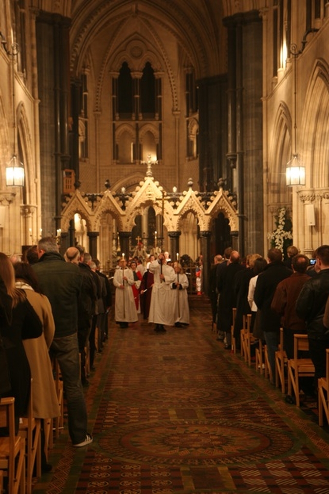 The procession at the close of the Easter Vigil in Christ Church Cathedral.